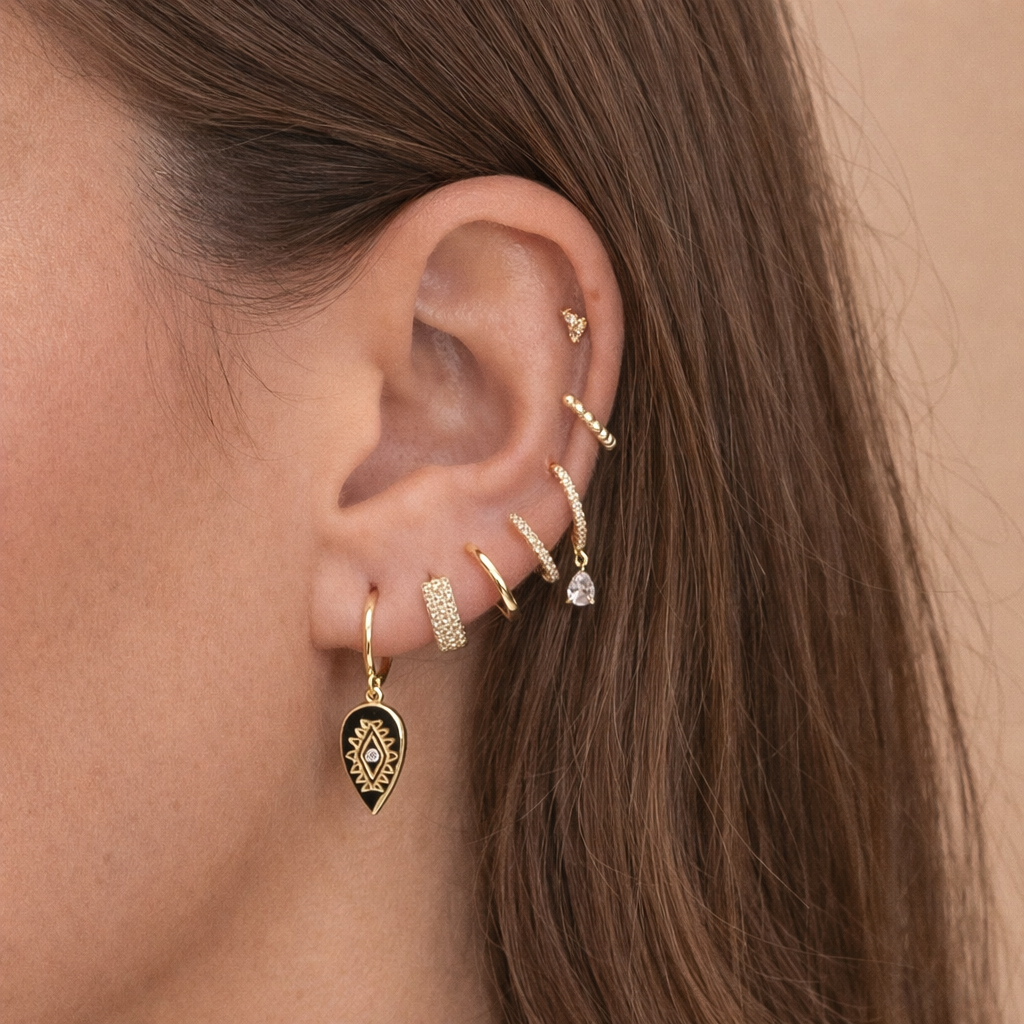 Teardrop Evil Eye S925 Sterling Silver Earrings