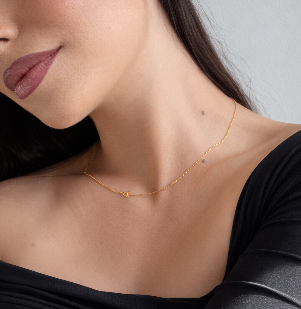 Sideways Pave Single Letter S925 Silver Necklace