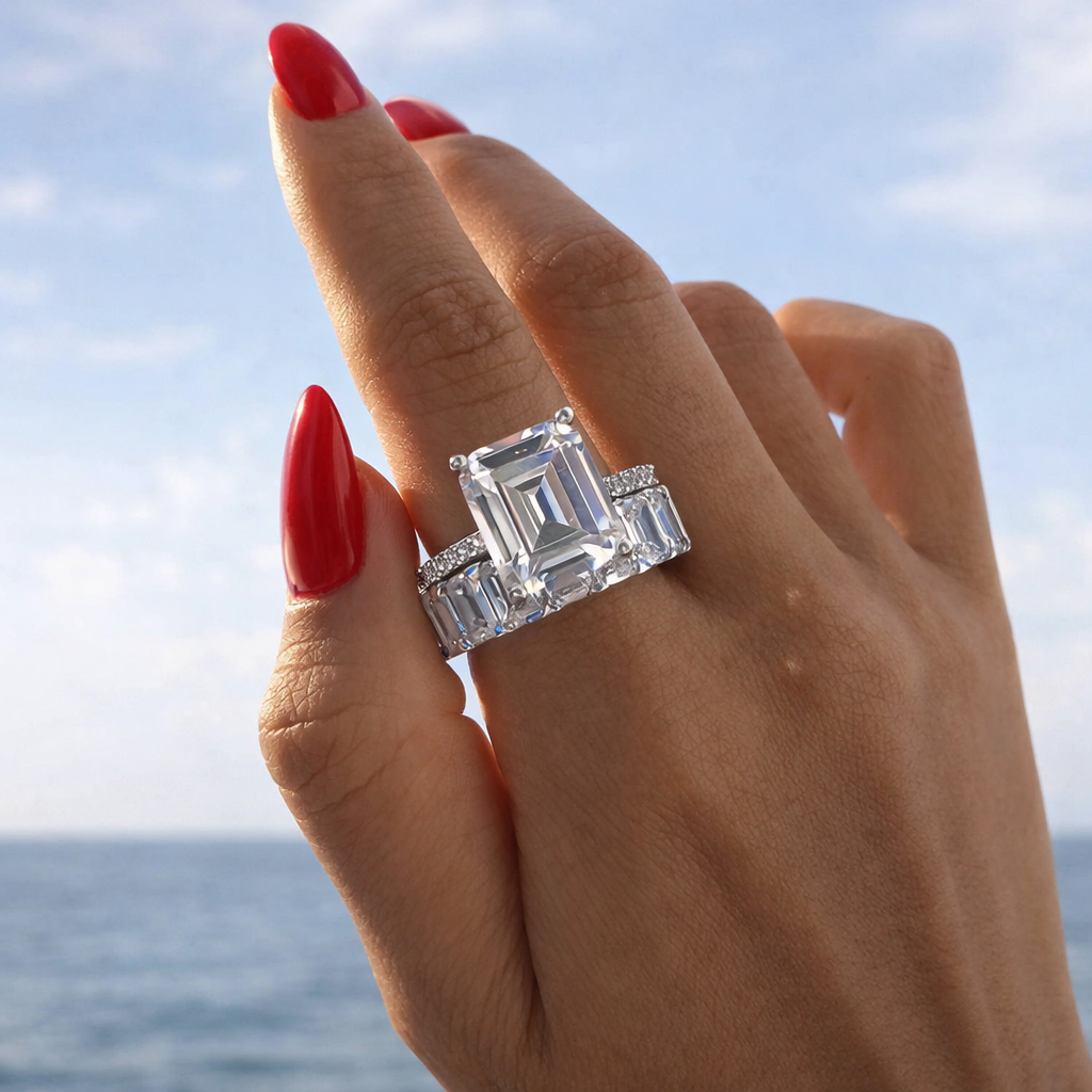 Emerald-Cut Moissanite Ring