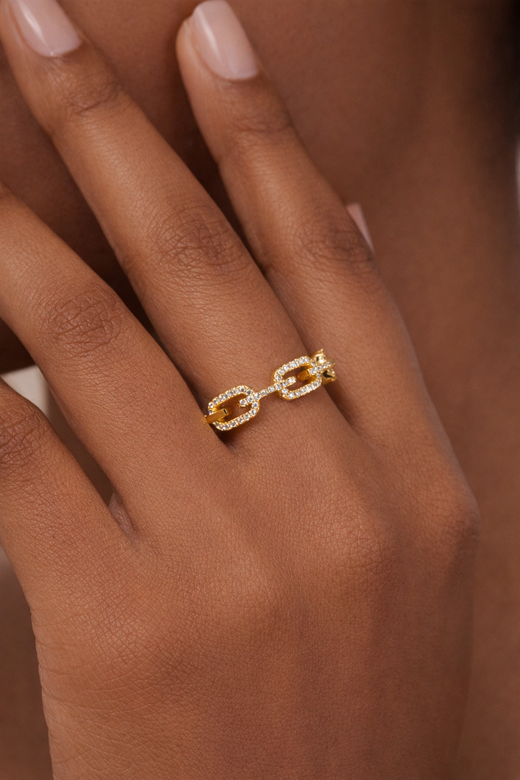 Aurelia Pavé Chain Ring in S925 Sterling Silver