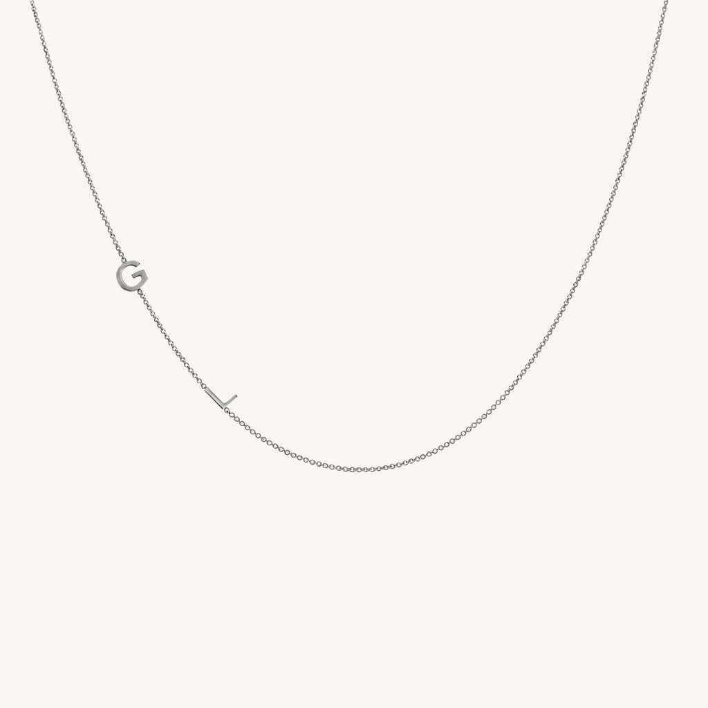 Sideways Multiple Initial Letter Necklace (1-10 Letters)