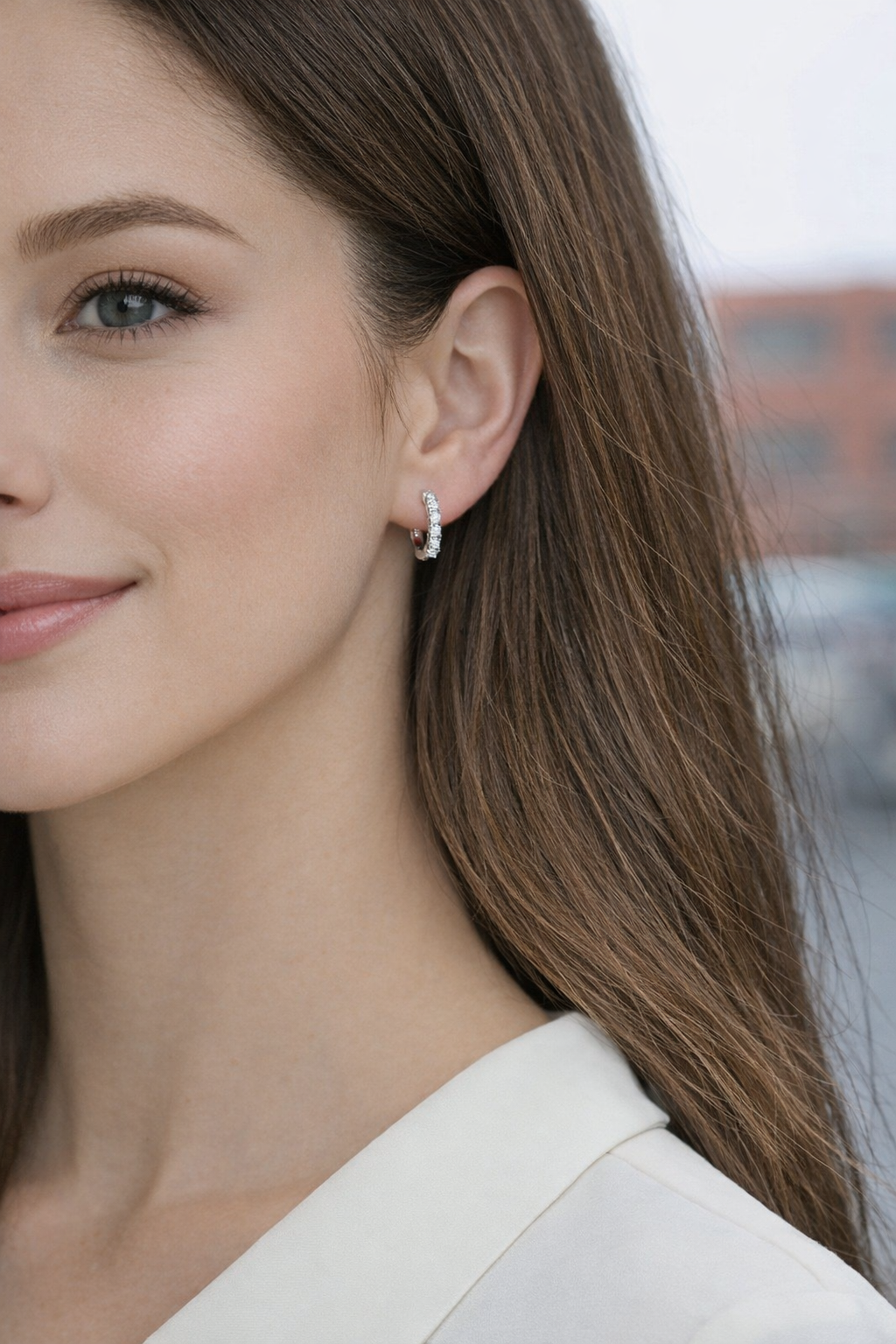 Lumina Moissanite Hoop Earrings in S925 Sterling Silver