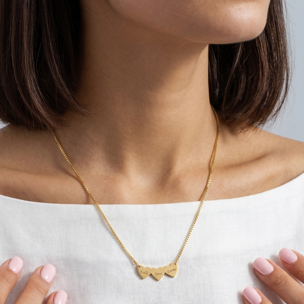 Personalized Multiple Heart Name Necklace (1-7 Hearts)