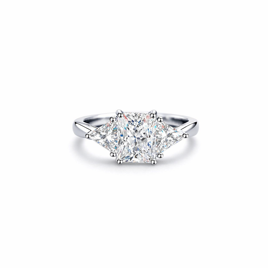 3-Carat Emerald-Cut Moissanite Ring