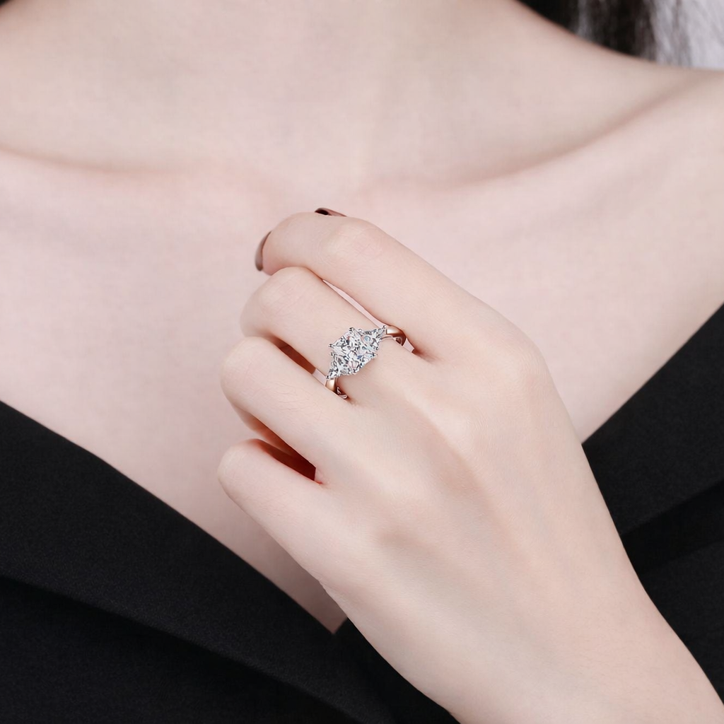 3-Carat Emerald-Cut Moissanite Ring