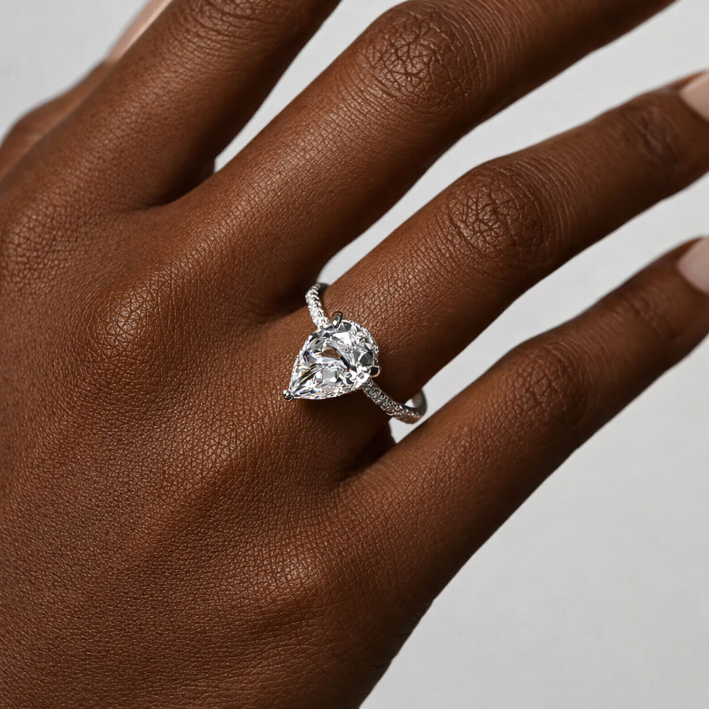 Luvea Pear Solitaire Ring