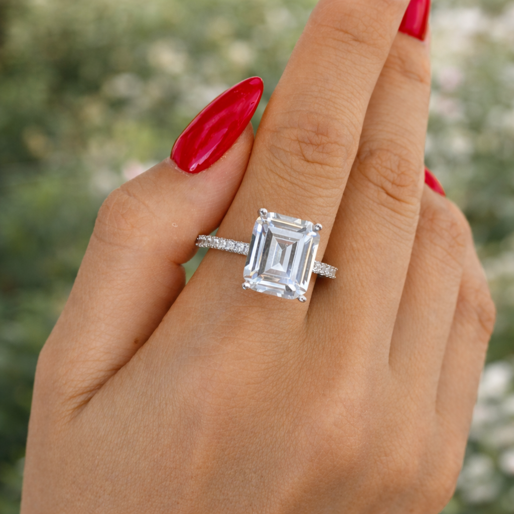 Emerald-Cut Moissanite Ring