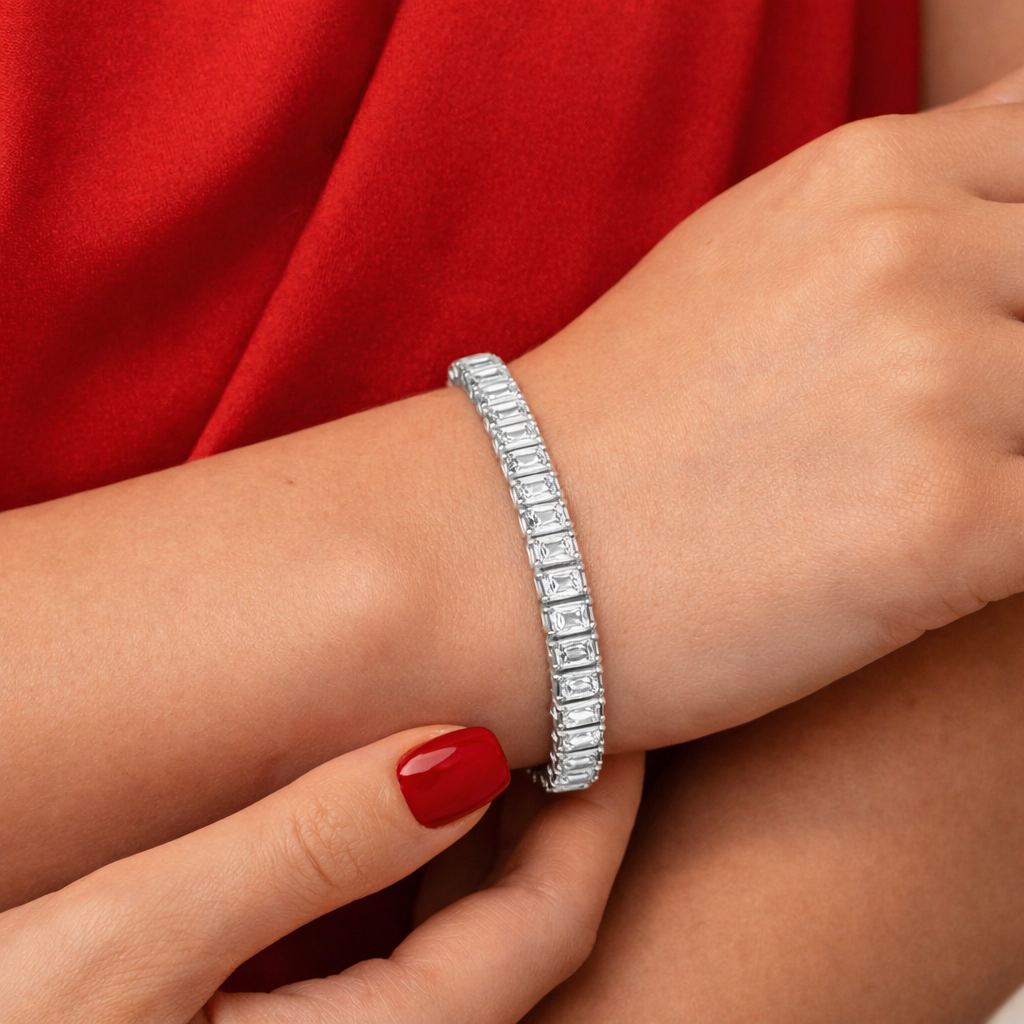 Baguette Tennis Bracelet in 925 Sterling Silver