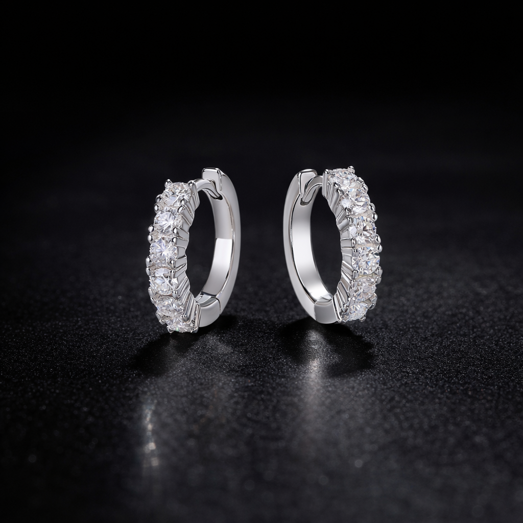 Lumina Moissanite Hoop Earrings in S925 Sterling Silver