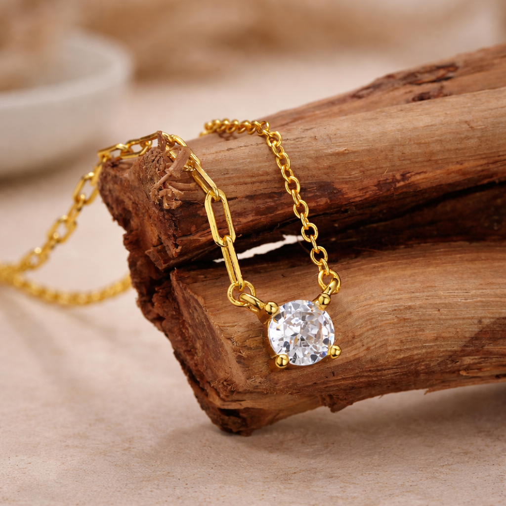 Lunelle Solitaire Chain Necklace in S925 Sterling Silver