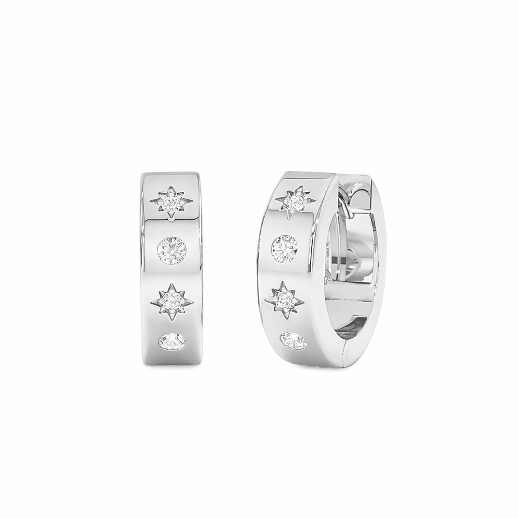 Starburst Pavé Hoop Earrings in S925 Sterling Silver