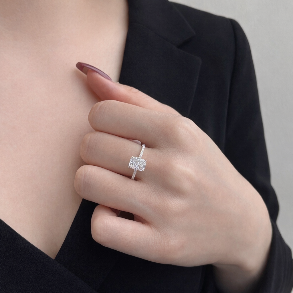 Aurora Rectangular Solitaire Engagement Ring