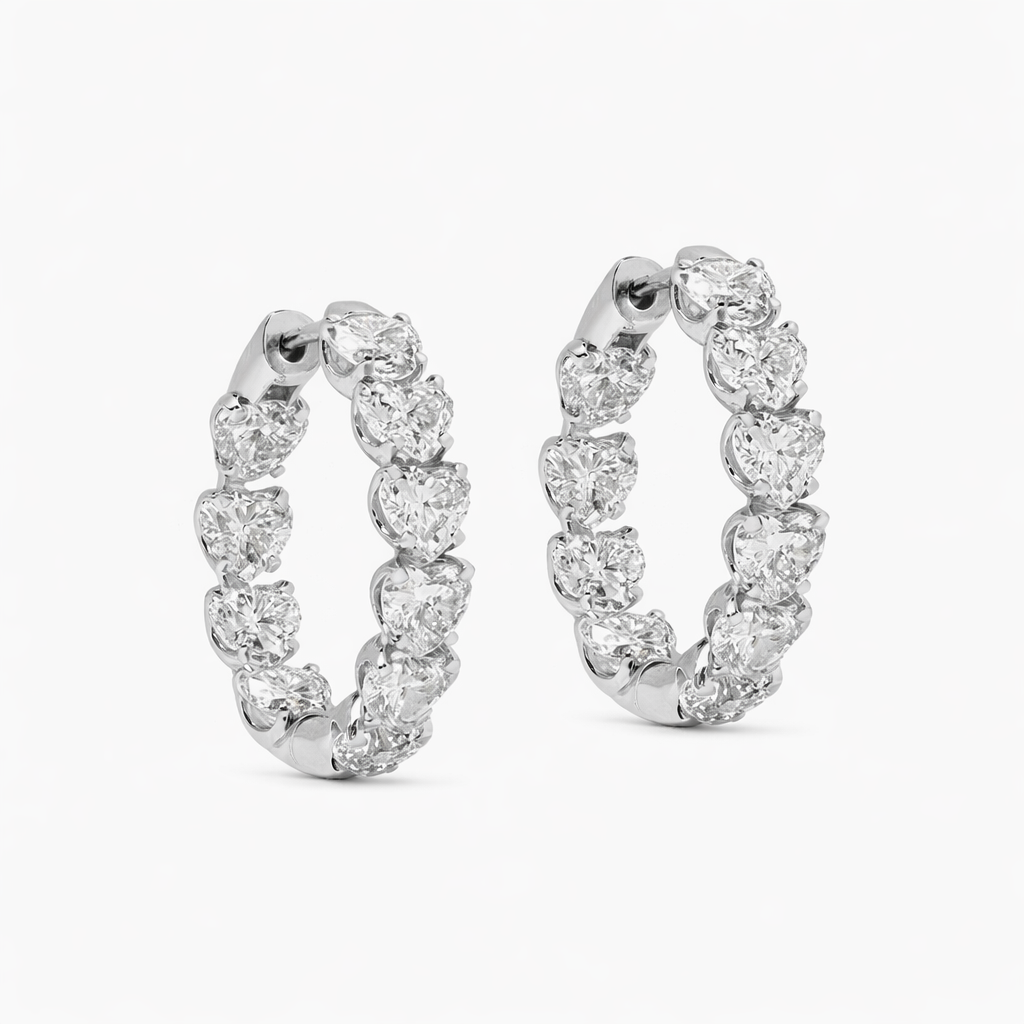 Heart Pavé Hoop Earrings in S925 Sterling Silver