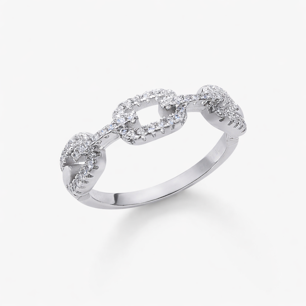 Aurelia Pavé Chain Ring in S925 Sterling Silver