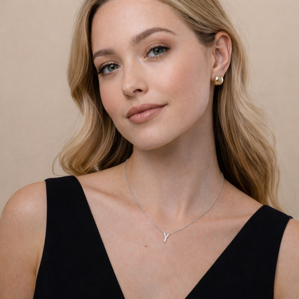 925 Sterling Silver Moissanite Letter Necklace