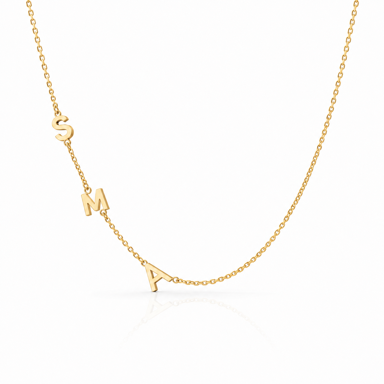 Personalized Sideways Initial Necklace (1–10 Letters) – Custom Family Necklace (Copy)
