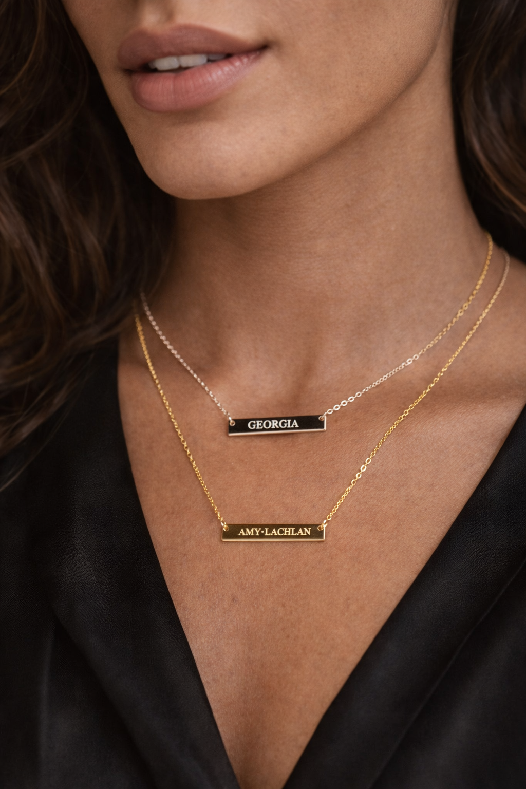 Engraved Bar Name S925 Silver Necklace