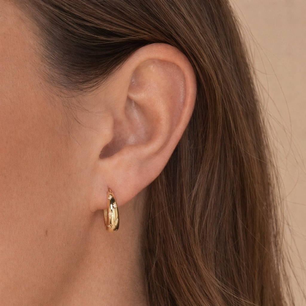 North Star Silver S925 Sterling Silver Huggie Hoops