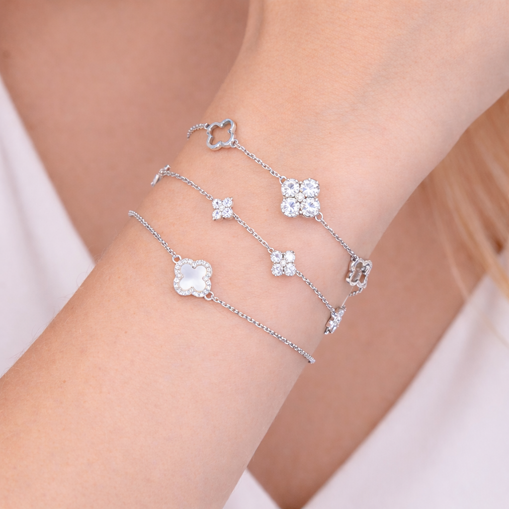Lucky Four-Leaf Clover Bracelet in S925 Sterling Silver
