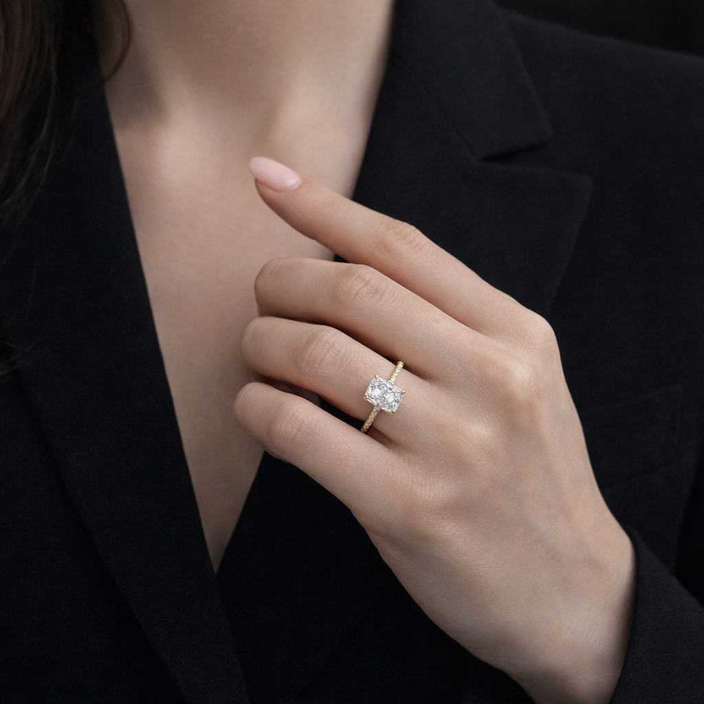 Aurora Rectangular Solitaire Engagement Ring