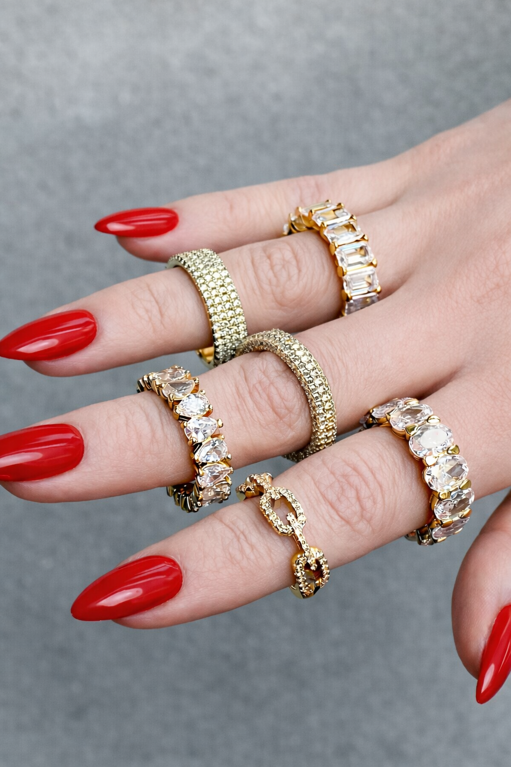 Aurelia Pavé Chain Ring in S925 Sterling Silver