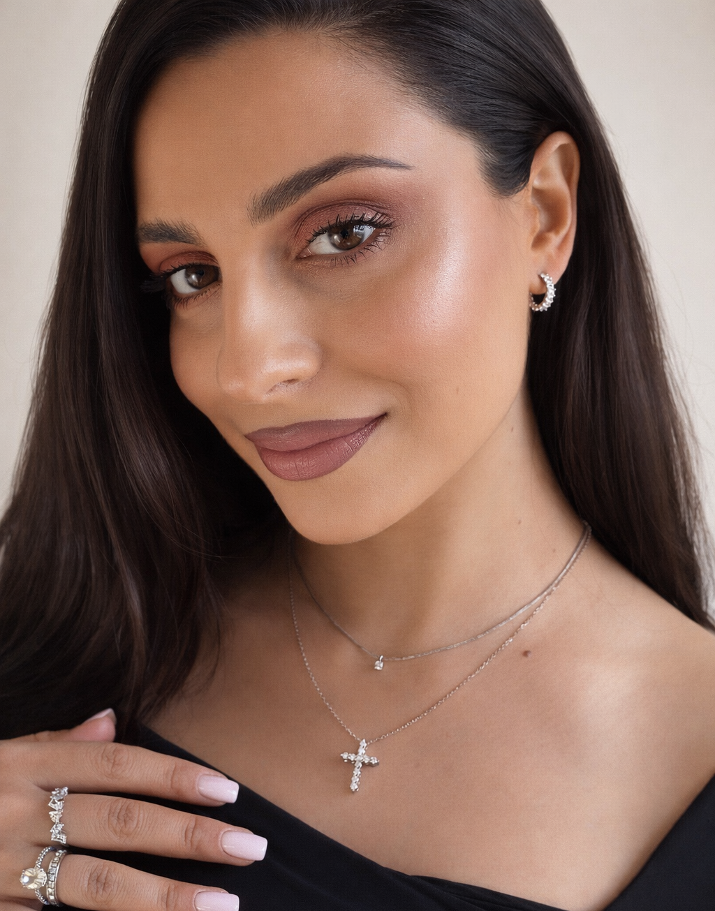Celeste Moissanite Cross Necklace in 925 Sterling Silver