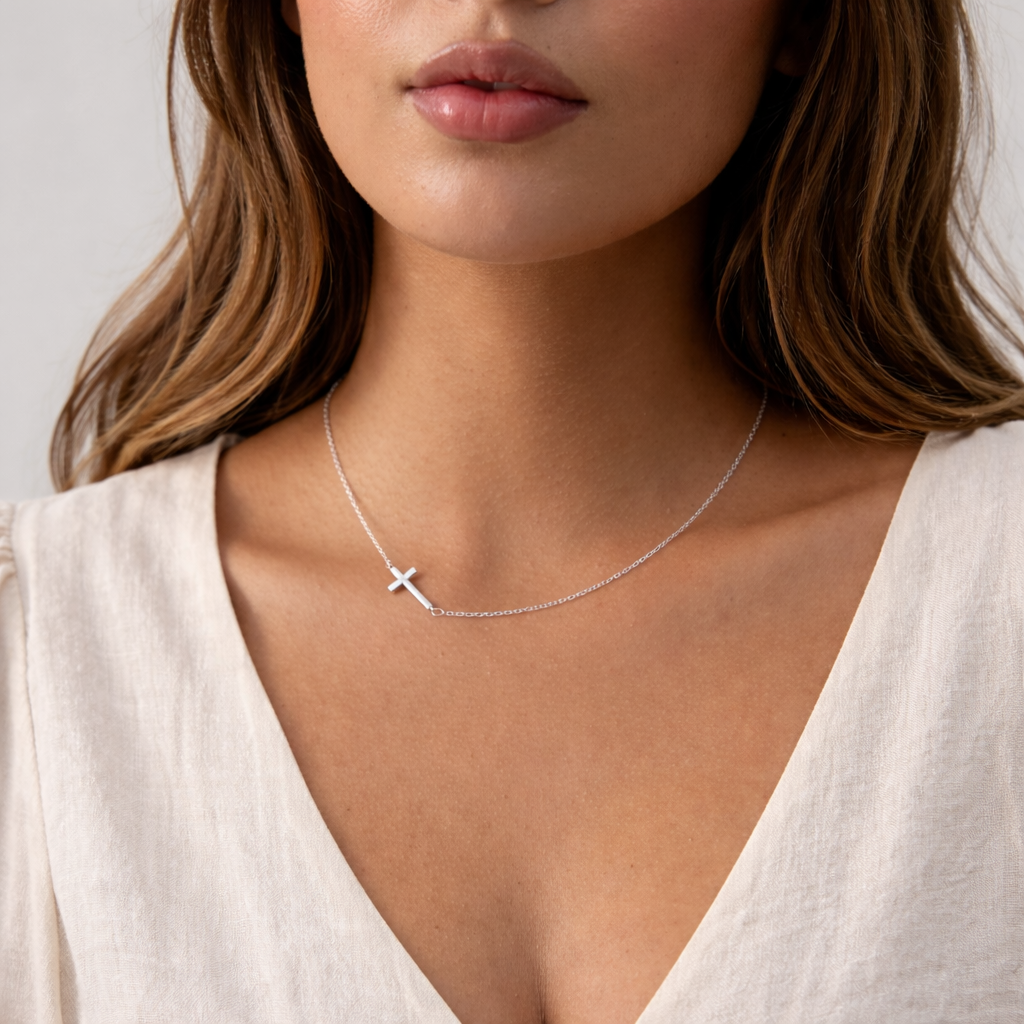 Minimal Cross 925 Sterling Silver Necklace