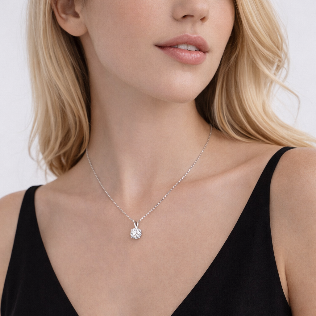925 Sterling Silver Moissanite Solitaire Necklace