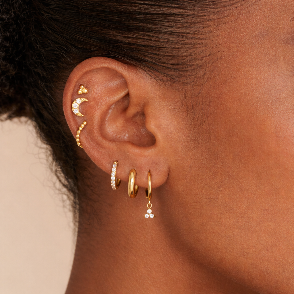 Lotus Dangling Hoop Earrings