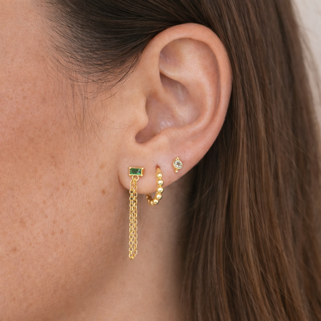 Ball Hoop Huggie S925 Sterling Silver Earrings