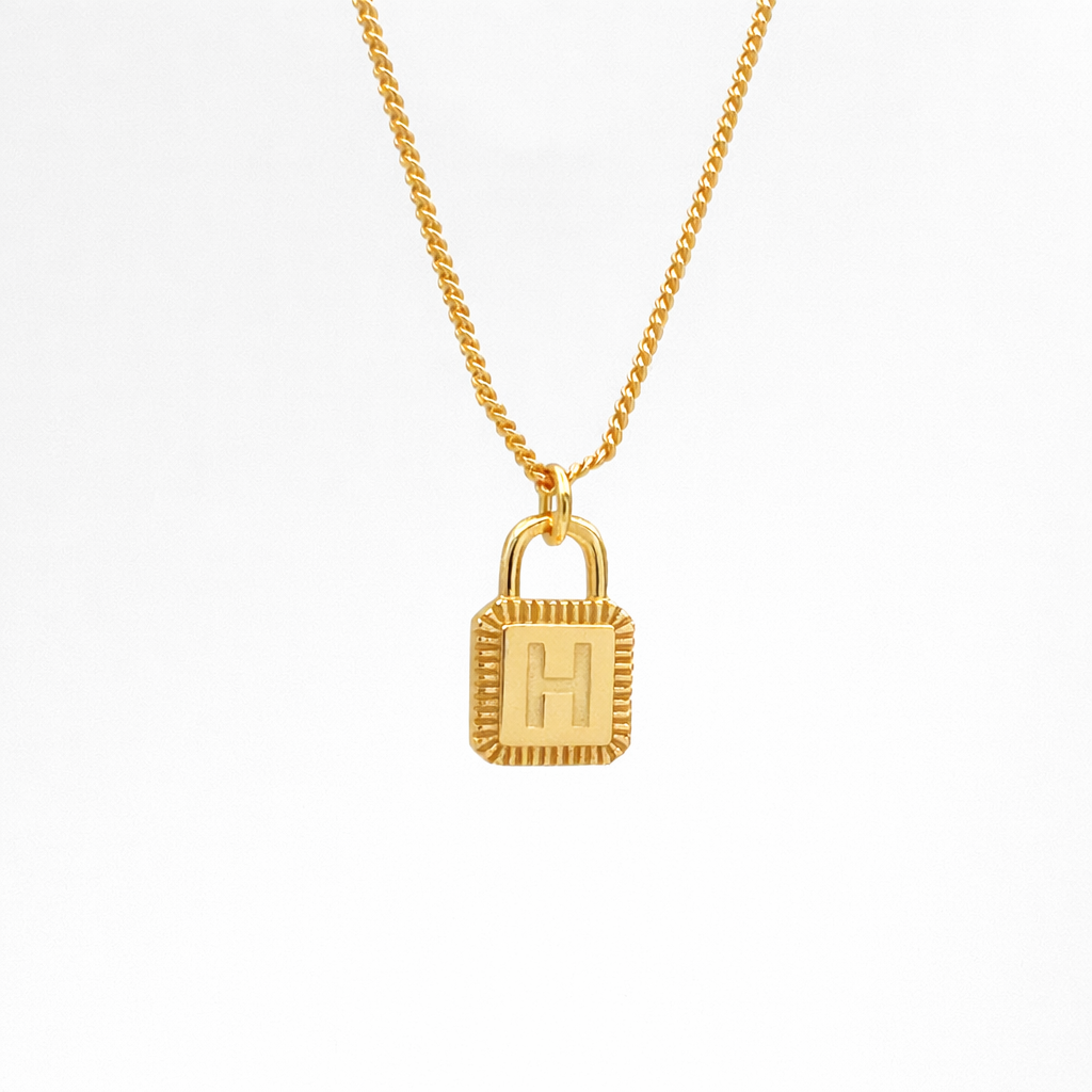 Padlock Initial 925 Sterling Silver Necklace