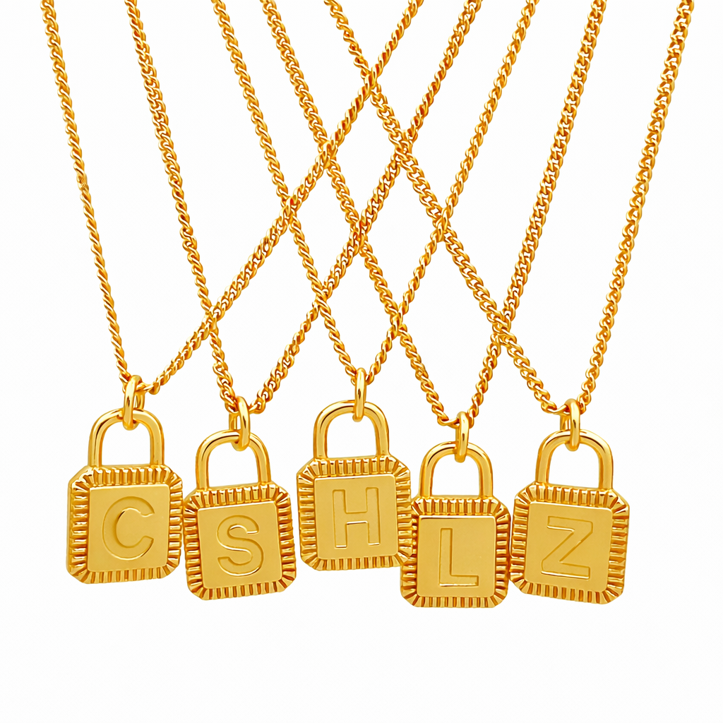 Padlock Initial 925 Sterling Silver Necklace