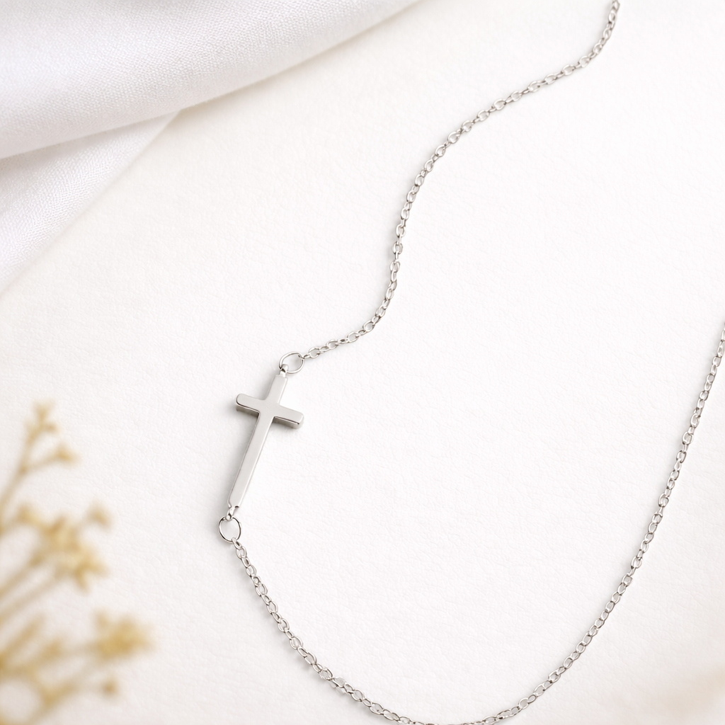 Minimal Cross 925 Sterling Silver Necklace