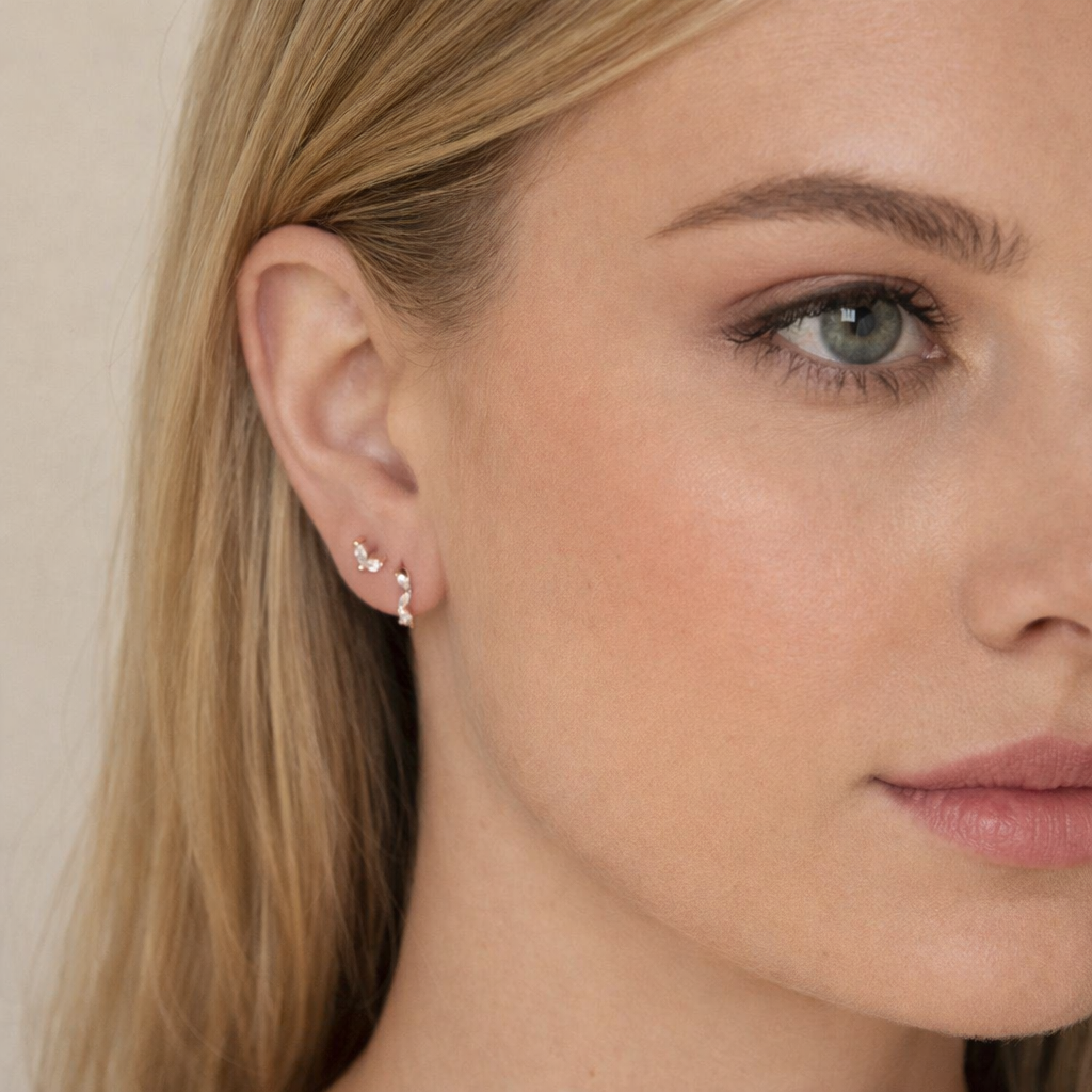 Marquise Cut S925 Sterling Silver Hoops