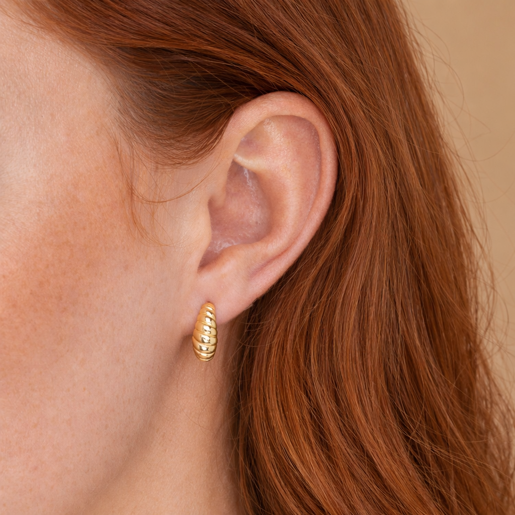 Croissant Huggie Stud 925 Sterling Silver Earrings