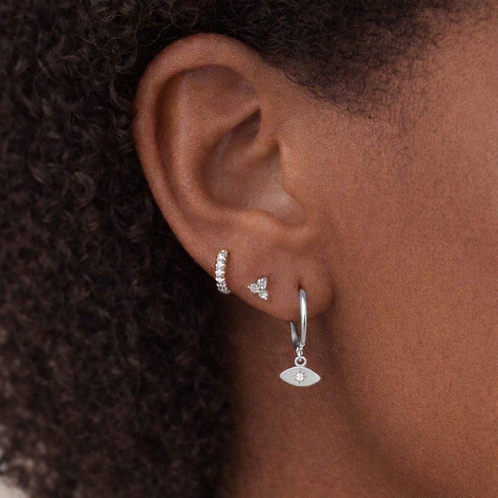 The Evil Eye S925 Sterling Silver Huggie Earrings