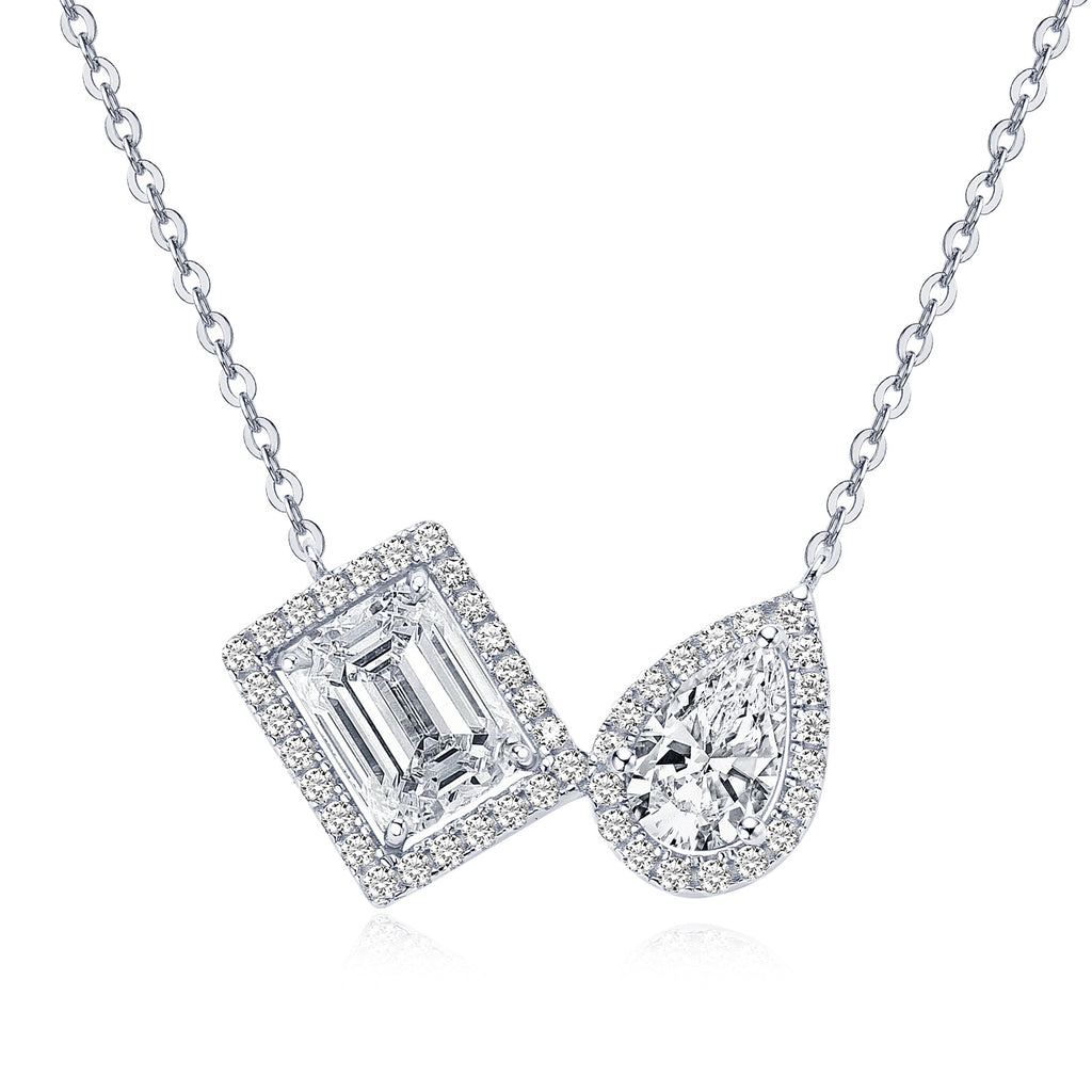 925 Sterling Silver Moissanite Geometric Necklace