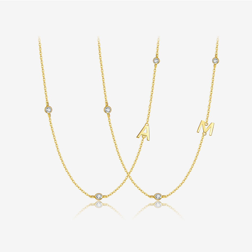 Sideways Pave Single Letter S925 Silver Necklace