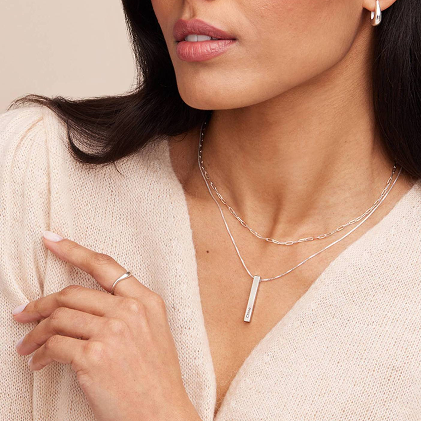 Engraved Pillar Bar Name Necklace