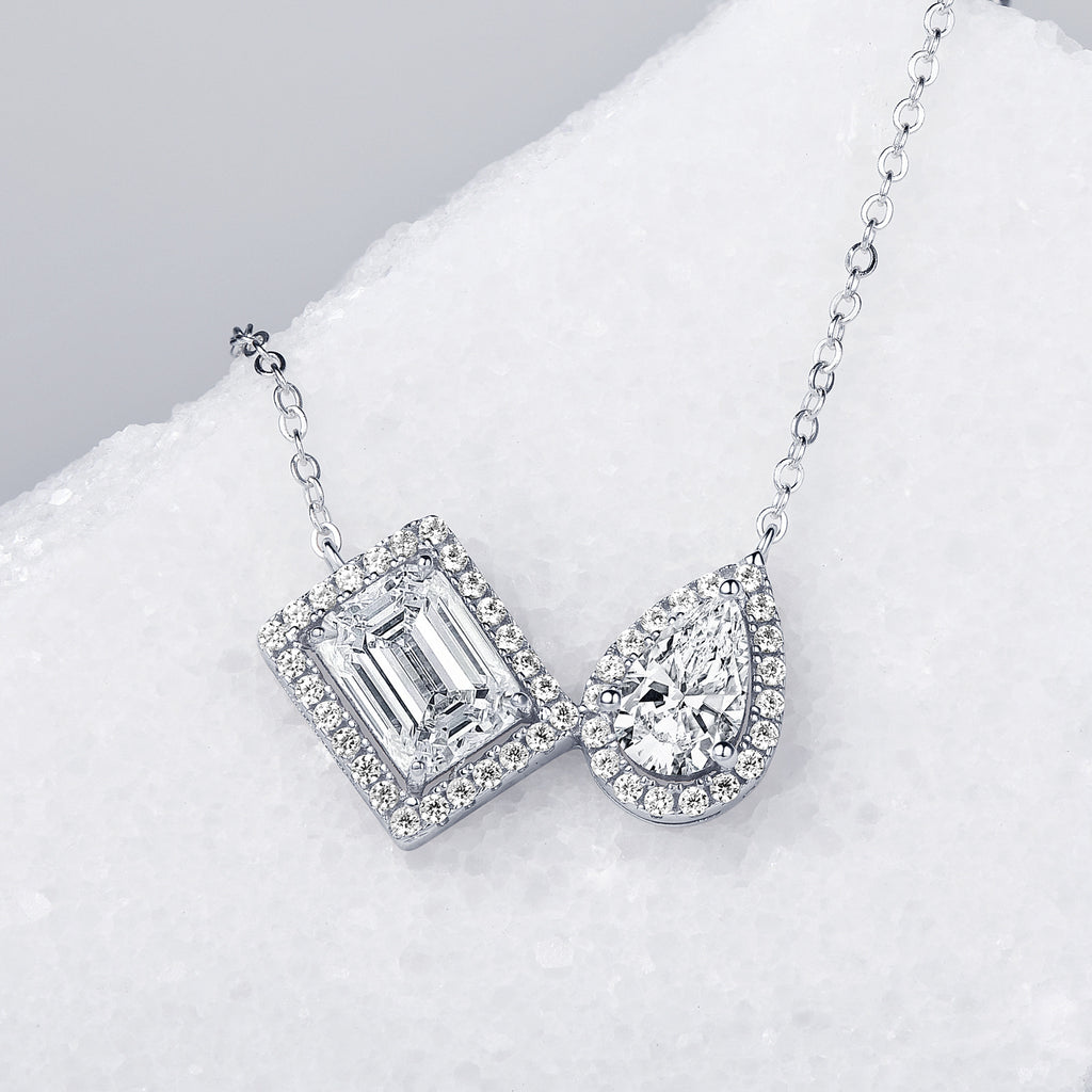925 Sterling Silver Moissanite Geometric Necklace