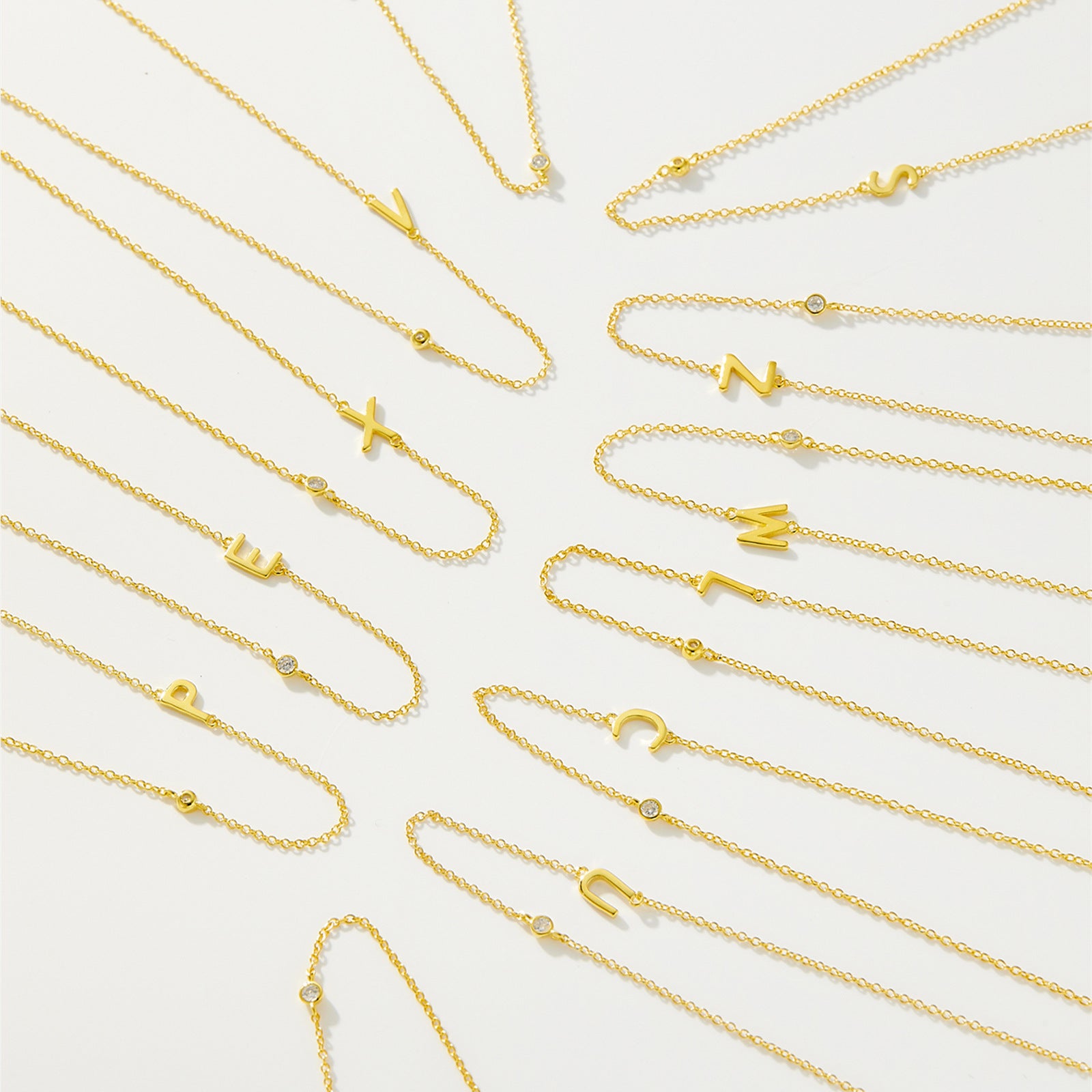 Sideways Pave Single Letter S925 Silver Necklace