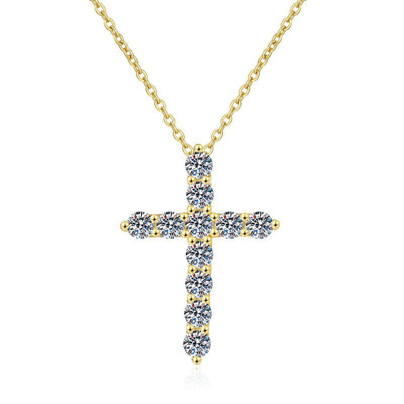 Celeste Moissanite Cross Necklace in 925 Sterling Silver