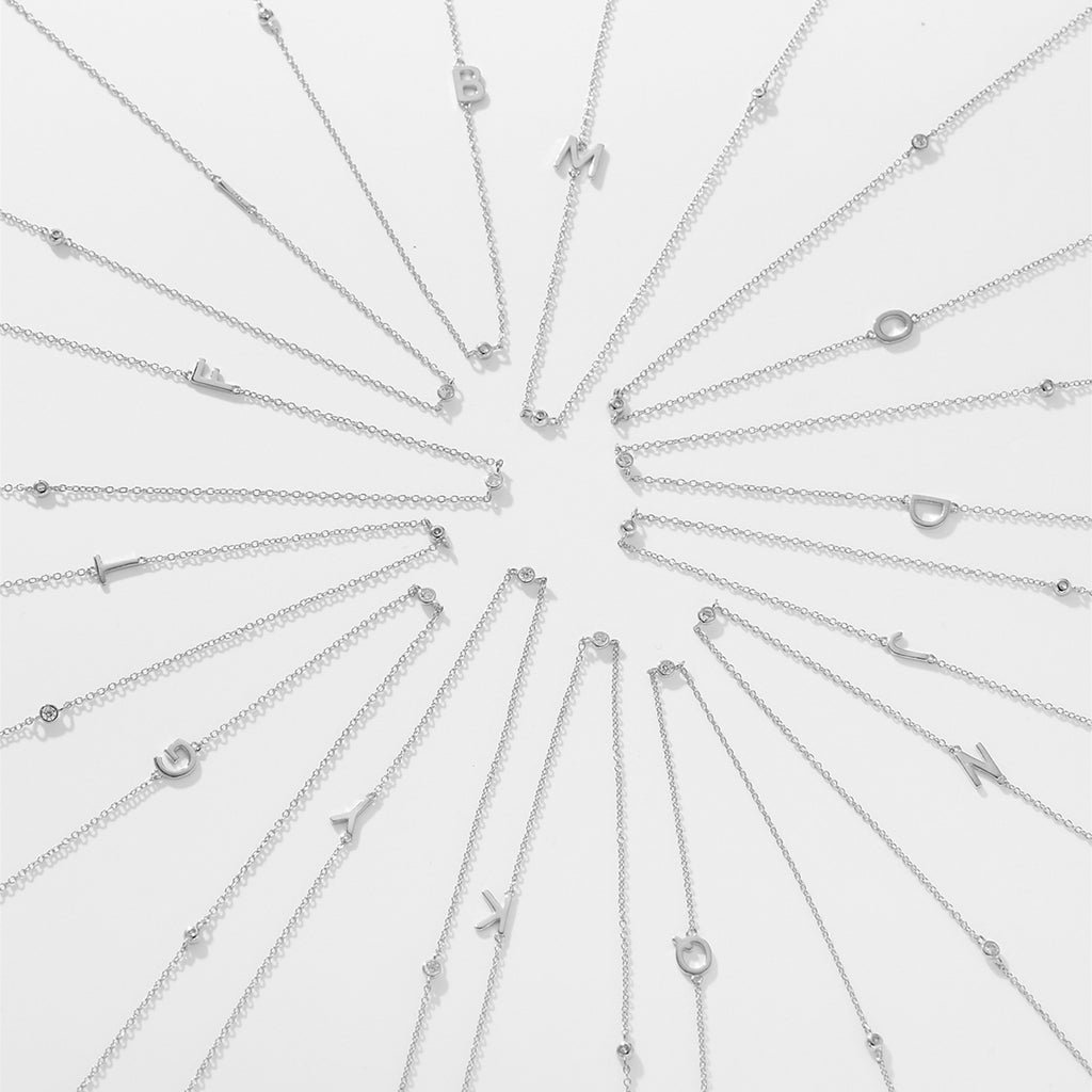 Sideways Pave Single Letter S925 Silver Necklace