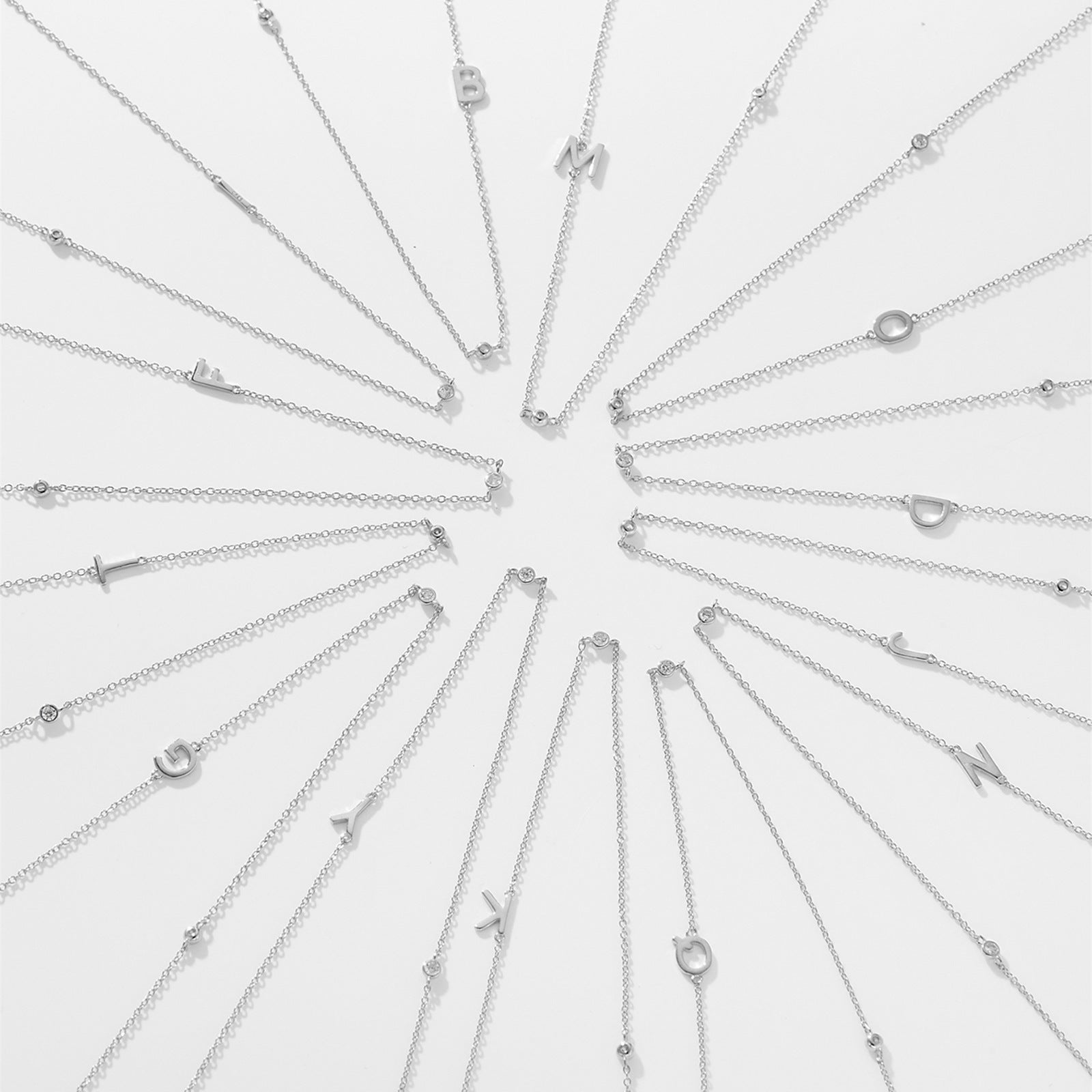 Sideways Pave Single Letter S925 Silver Necklace