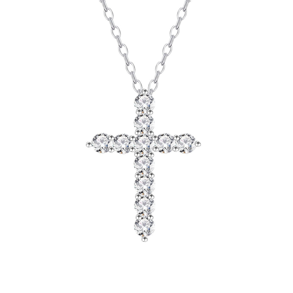 Celeste Moissanite Cross Necklace in 925 Sterling Silver