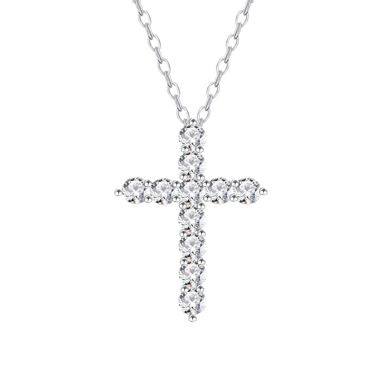Celeste Moissanite Cross Necklace in 925 Sterling Silver