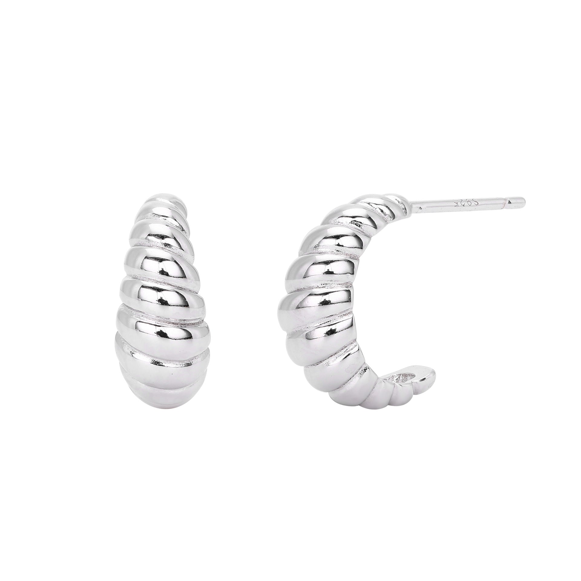 Croissant Huggie Stud 925 Sterling Silver Earrings