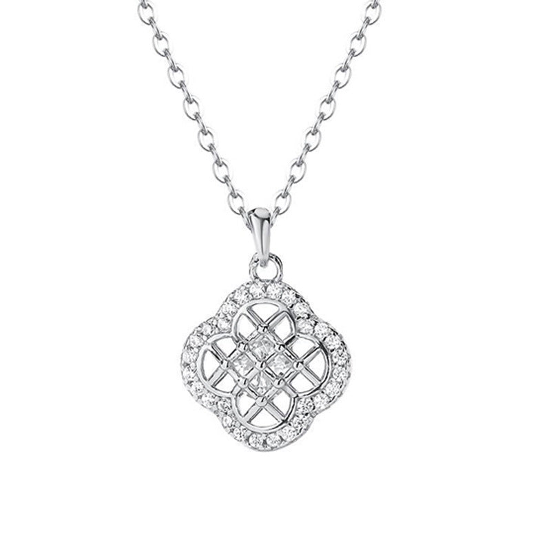 Four-Leaf Clover Pendant Necklace in S925 Sterling Silver