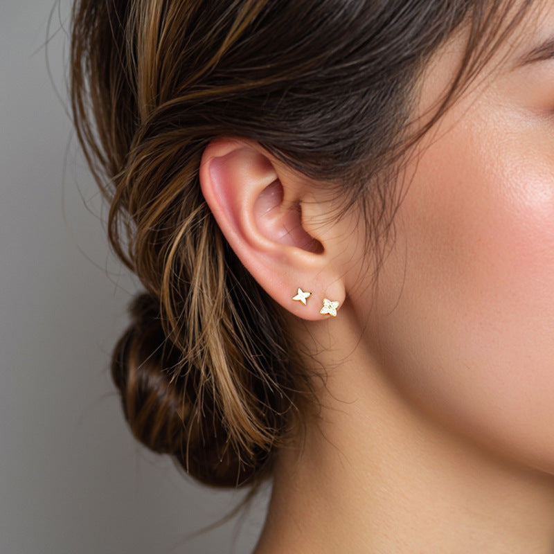 Four-Leaf Clover Pavé Stud Earrings