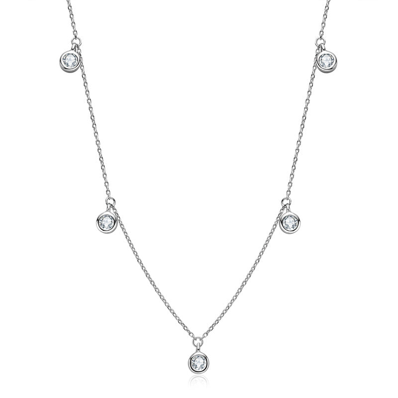 Veloria Round Bezel Necklace in S925 Sterling Silver